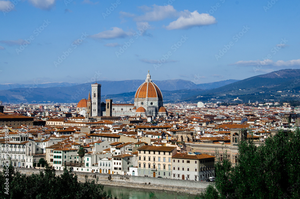 Panorama of Florence from Michelangelo Square stock photo
