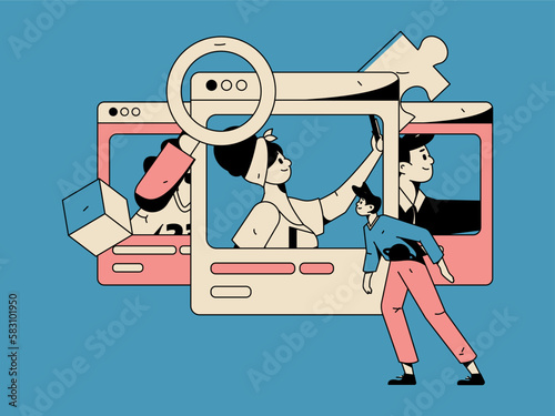 Job Interview People Flat Vector Concept Operation Hand Drawn Illustration
