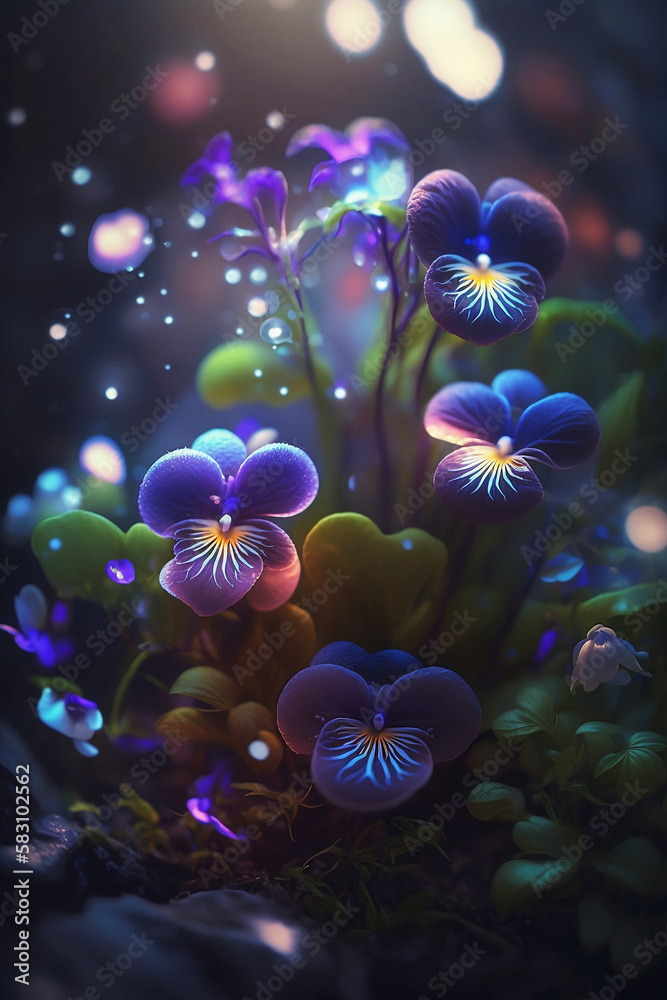 fantasy purple violet flowers close up