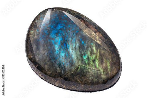 Labradorite Stone on isolated transparent background, png. Generative AI
