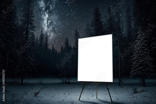 Blank bigboard transparent mock up  png. Background With Unfocused A Starry Night Sky. Generative AI