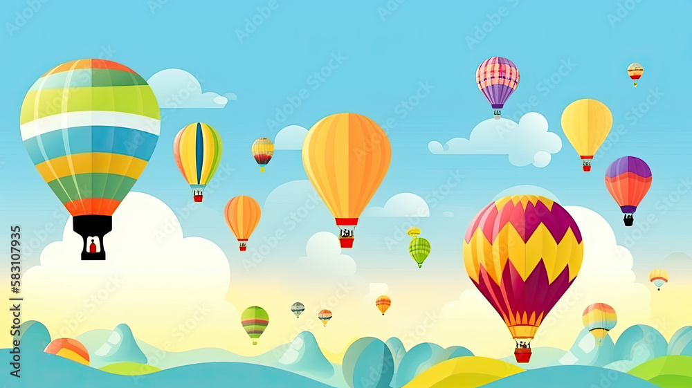 Obraz premium Illustration of hot air balloon festival banner. Generative AI