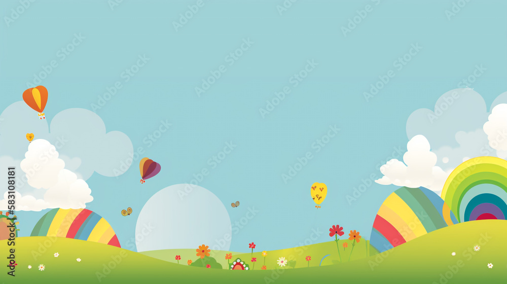 easter background with clouds and rainbow, kids background, Generative ai easter background with clouds and rainbow, kids background, Generative ai
