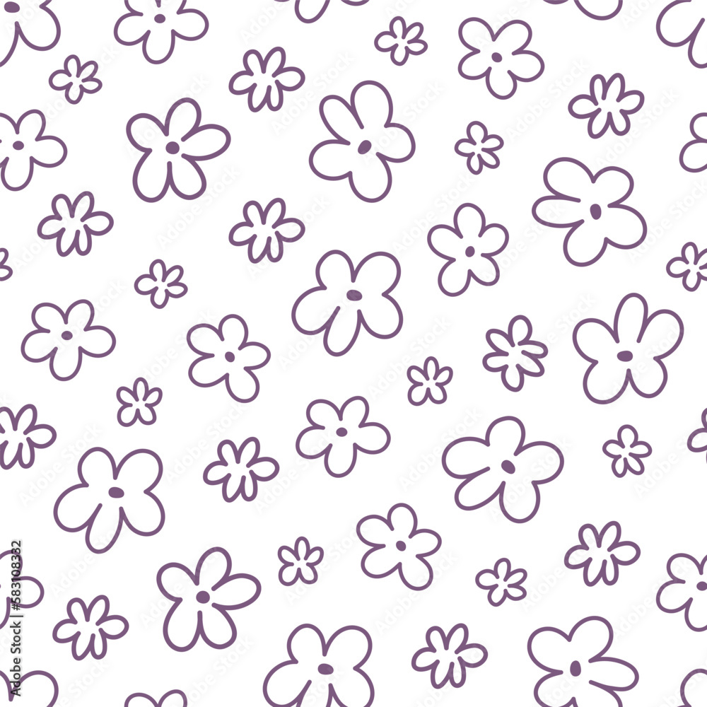 seamless pattern with cartoon flowers. colorful vector, hand drawing. design for fabric, print, textile, wrapper