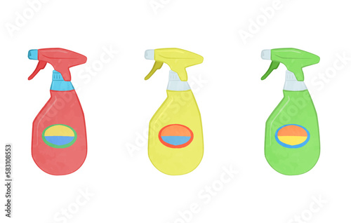 Cute cleaner bottle illustration set