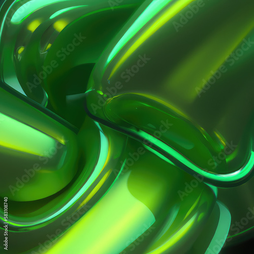 Wavy and glassy 3d rendered background illustration. Ai generated art.