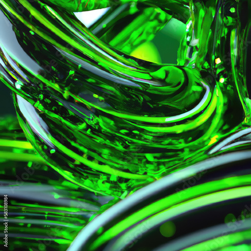 Wavy and glassy 3d rendered background illustration. Ai generated art.