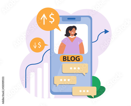 Financial influencer. Trader or broker social media educative blog.