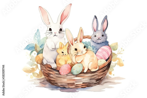 Cute easter bunny, beautiful colorful decorations, (generated ai) © Robbot17