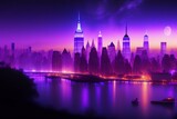Beutiful purple stary night, concept art, 4 k, light dust, new york city, illustration