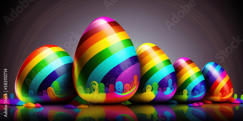 Colorful Easter Background with Rainbow-Colored Easter Eggs – Professional