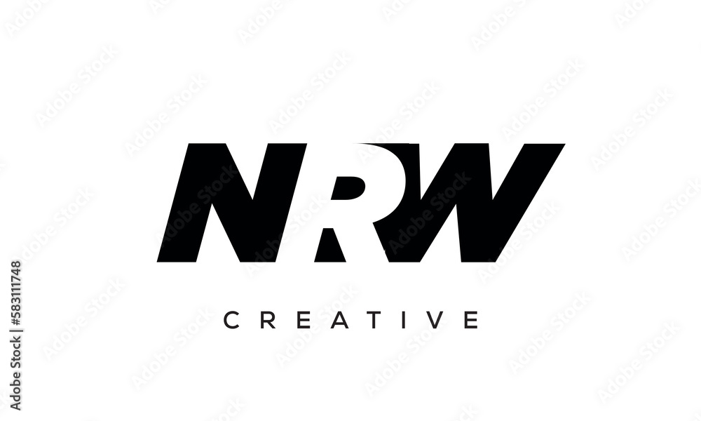 NRW letters negative space logo design. creative typography monogram vector	