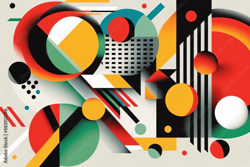 Abstract geometric background with circles, lines and dots. Vector illustration. Abstract geometric background with circles, lines and dots. Vector illustration.