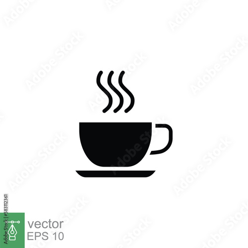 Coffee icon. Simple solid style. Drink  glass  tea  water  chocolate  coffee cup  kitchen  restaurant concept. Black silhouette  glyph symbol. Vector illustration isolated on white background. EPS 10.