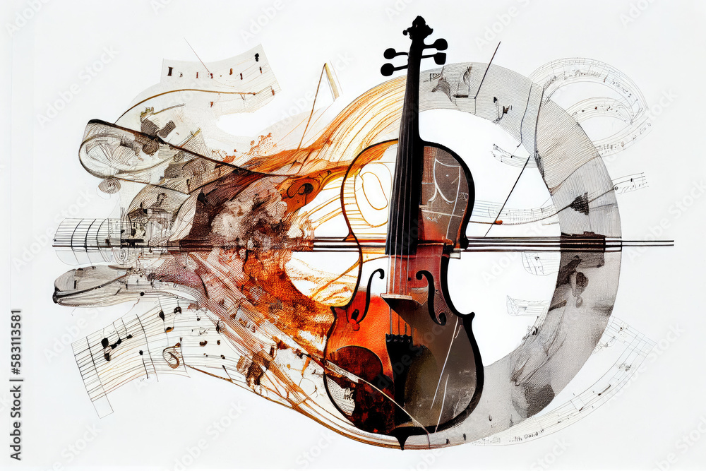 Generative AI illustration of a violin Stock Illustration | Adobe Stock