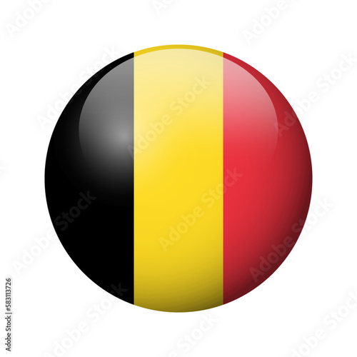 Belgium flag - glossy circle badge. Vector icon.