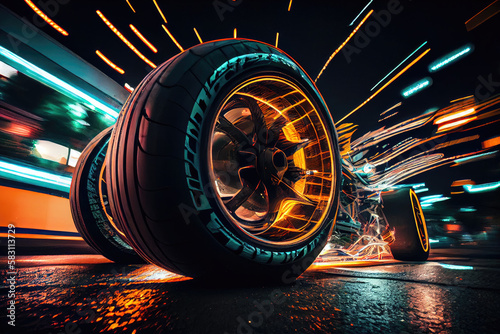 Generative AI wheel of a racing car