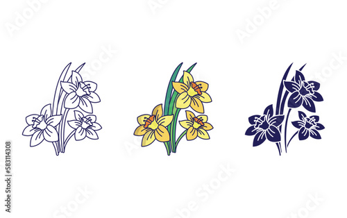 daffodil flower vector icon