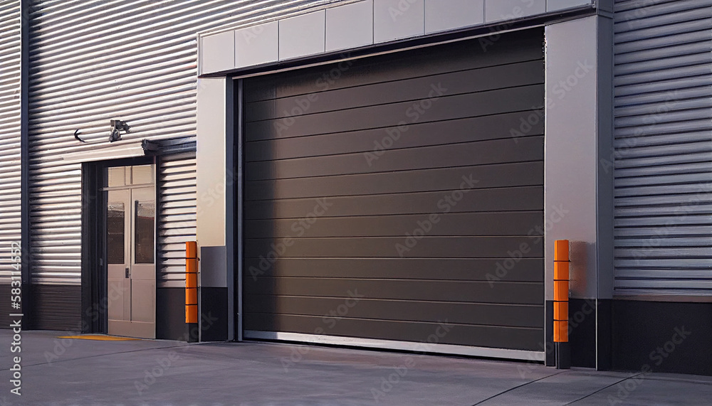 Modern Private Garage. Garage Gate with Automatic roller System. Modern Private Garage. Garage Gate with Automatic roller System.