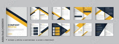 Company profile, 16 pages business brochure, magazine, annual report, catalog and a4 multipage template design