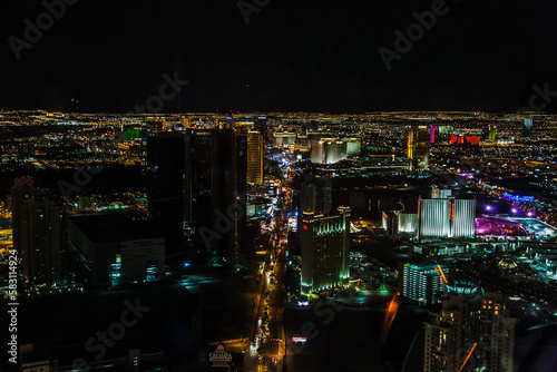 night aerial view of the Las Vegas city
