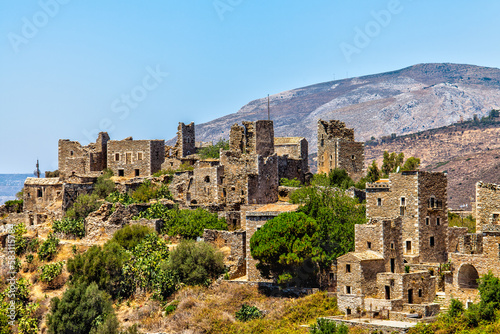 Towers ruins of the town Vatheia, Mani Greece photo
