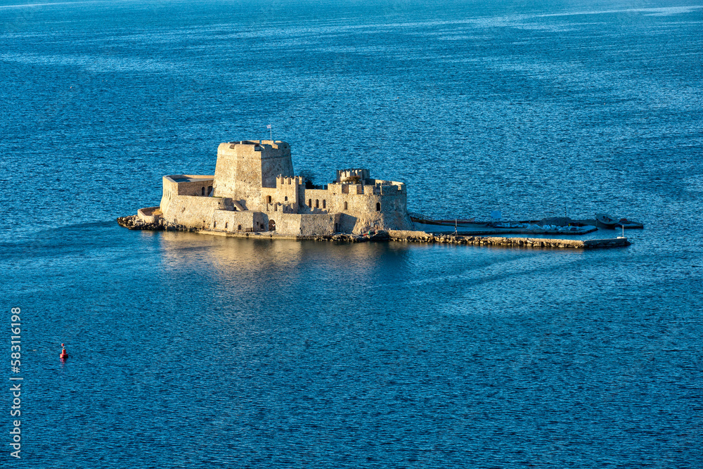 Bourtzi castle on the sea, Nafplion Greece