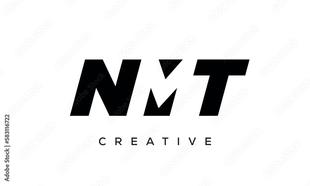 NMT letters negative space logo design. creative typography monogram vector	
