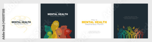 May is Mental Health Awareness Month card set.