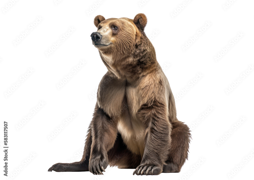 Grizzly bear isolated on white, transparent background, PNG, generative ai Grizzly bear isolated on white, transparent background, PNG, generative ai