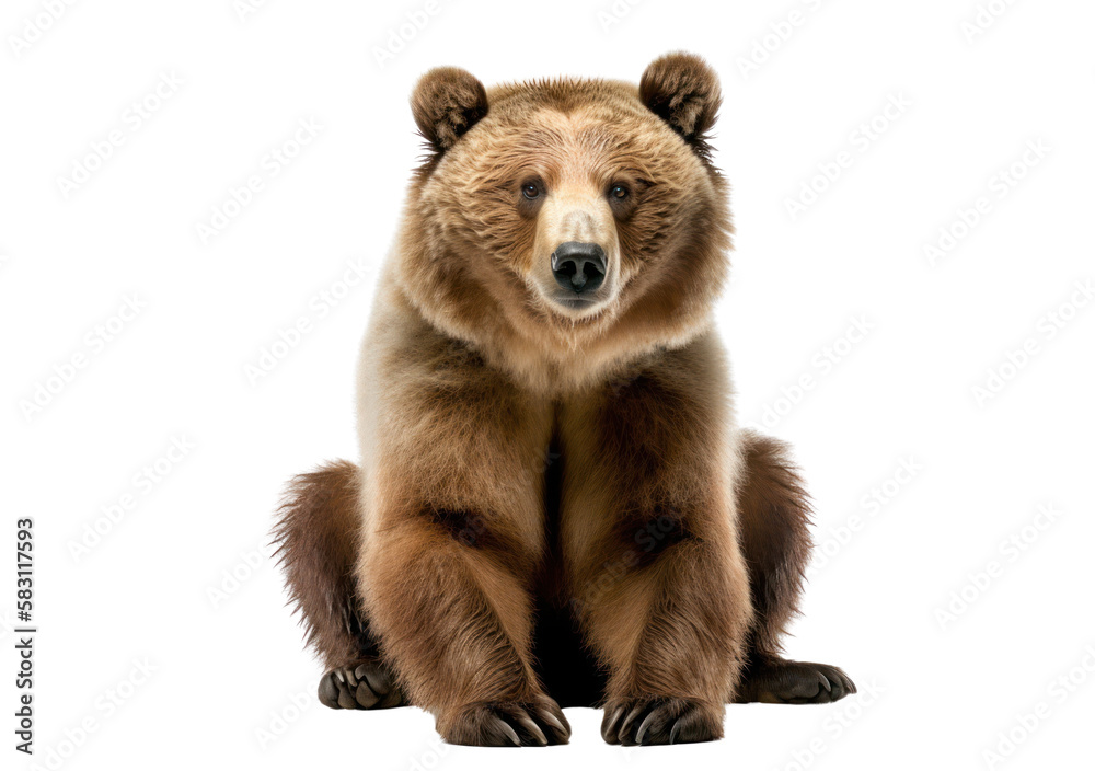 Fototapeta premium Grizzly bear isolated on white, transparent background, PNG, generative ai 