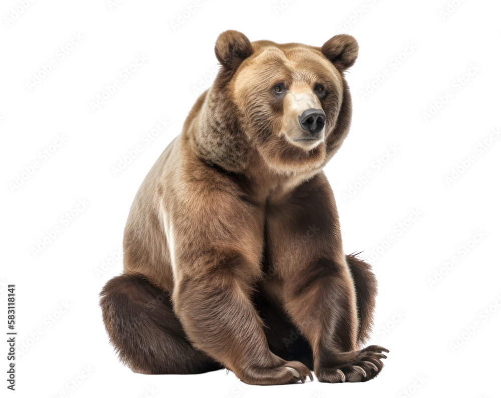 Obraz premium Grizzly bear isolated on white, transparent background, PNG, generative ai 