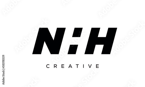 NHH letters negative space logo design. creative typography monogram vector	 photo