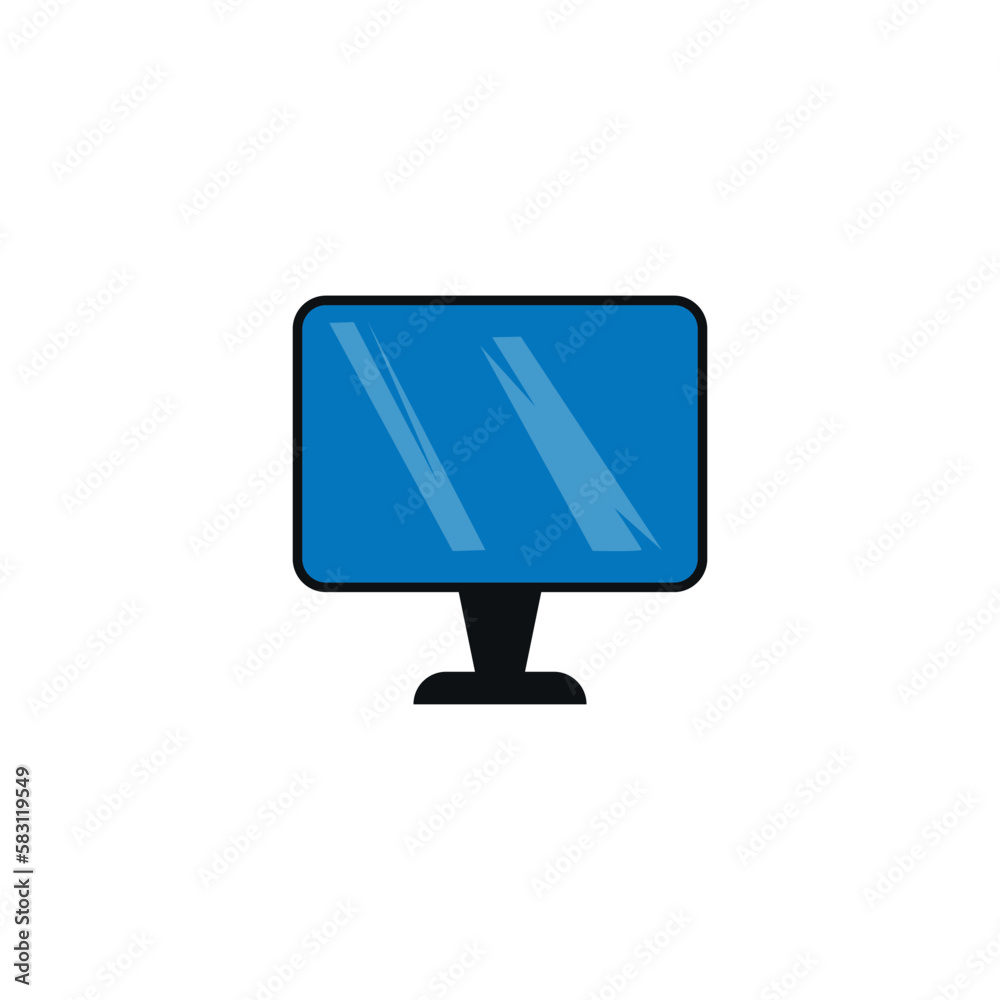 Computer monitor flat vector icon with screen in blue color, technological design. Computer monitor flat vector icon with screen in blue color, technological design.