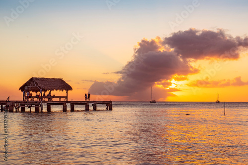 Pigeon Point at sunset,.Tobago,Republic of Trinidad and Tobago, Southern Caribbean photo