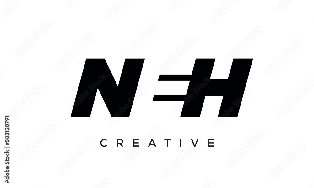 NEH letters negative space logo design. creative typography monogram vector NEH letters negative space logo design. creative typography monogram vector