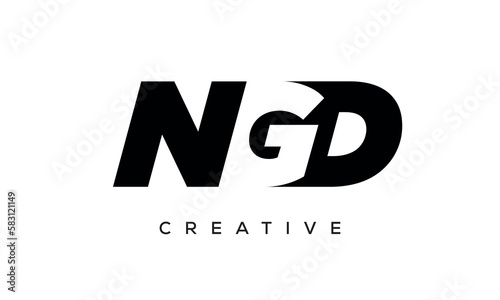 NGD letters negative space logo design. creative typography monogram vector	