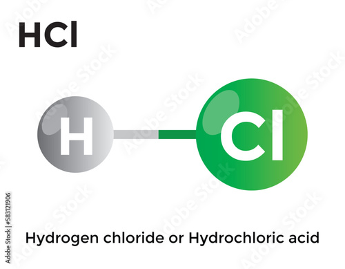 hydrochloric acid molecule, chemistry, vector illustration 