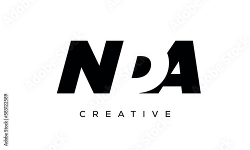 NDA letters negative space logo design. creative typography monogram vector 