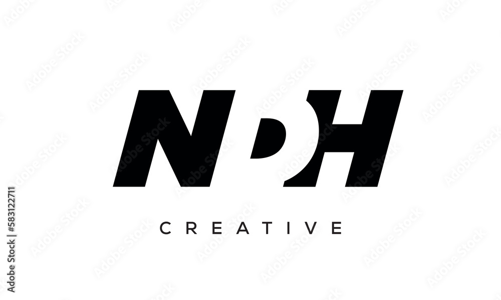 NDH letters negative space logo design. creative typography monogram vector	