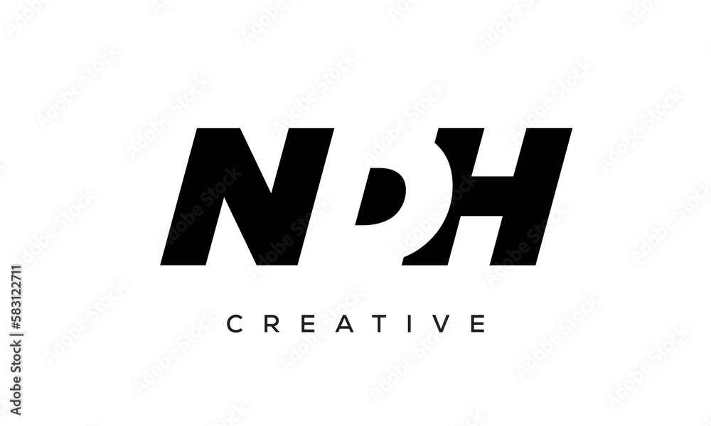 NDH letters negative space logo design. creative typography monogram vector NDH letters negative space logo design. creative typography monogram vector