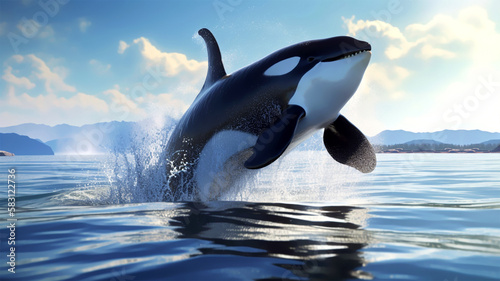 an orca jumps out of the water generative ai 
