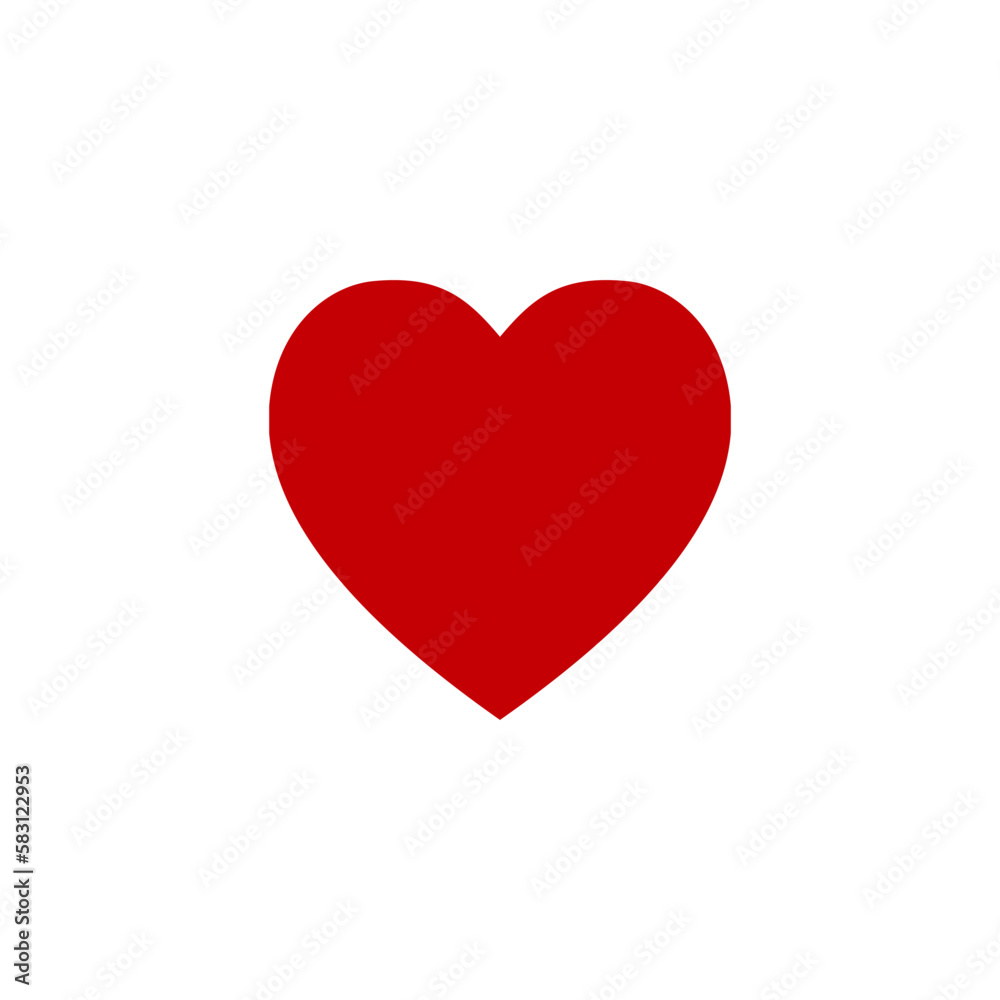 Red Heart. Symbol of Love and Valentine's Day. Flat Red Icon Isolated on White Background. Vector illustration.