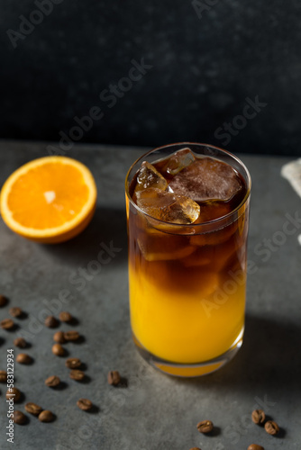 Cold Refreshing Orange Juice and Coffee Drink