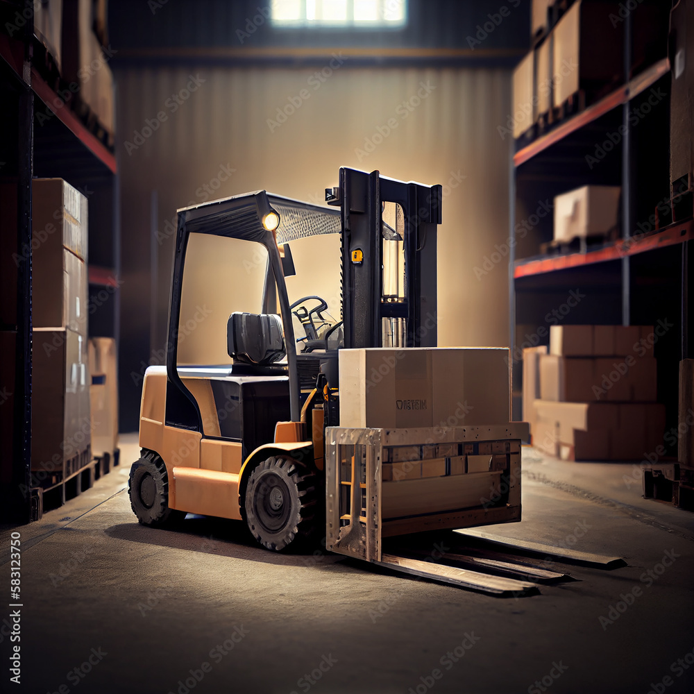 Industry warehouse forklift freight factory shipping transportation cargo ,generative AI