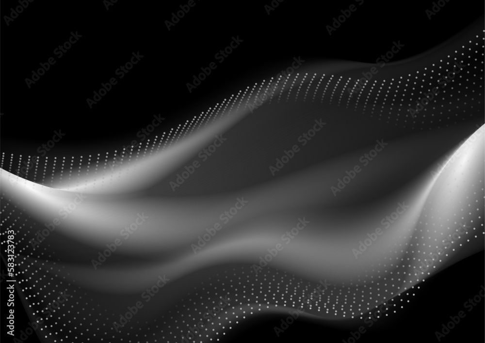 Grey smoky waves and futuristic dotted lines abstract background. Hi-tech vector design Grey smoky waves and futuristic dotted lines abstract background. Hi-tech vector design