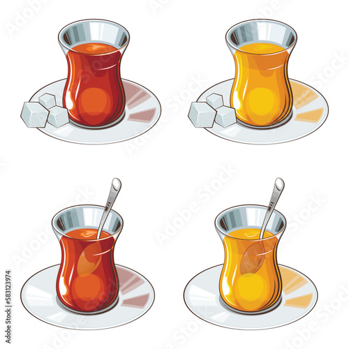 Tea Collection, Glass Cup of Tea, Black Red Green Tea 