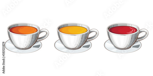 Tea Collection, Glass Cup of Tea, Black Red Green Tea 