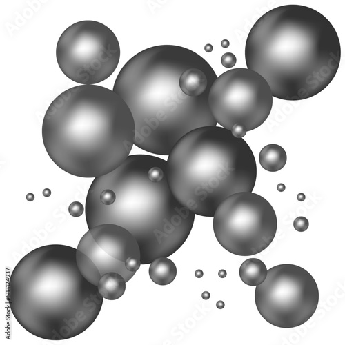 Black chaotic balls on a white background