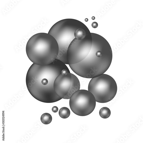 Black chaotic balls on a white background